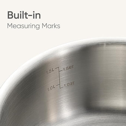 CAROTE 2Qt Stainless Steel Saucepan, Non-Toxic Cookware with Lids,Outer Ceramic Layer,Small Cooking Pot, Even Heating, Fits All Stoves,Oven & Dishwasher Safe,White - Image 7