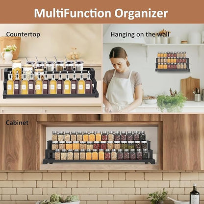 GOENDR Expandable Spice Rack Organizer for Cabinet, 3 Tier Metal Spice Organization,16"-29.5" Wide Adjustable Seasoning Organizer, Display Shelf, Canned Goods Organizer for Pantry Kitchen Countertop - Image 5