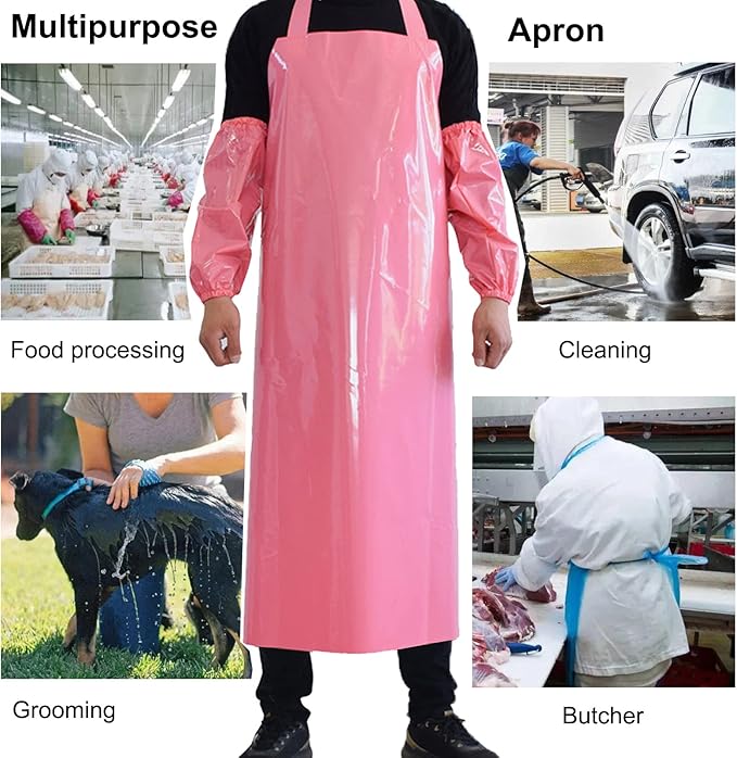 ELEBOX Waterproof Oil Proof Bib Apron Utility Apron Chemical Resistant Apron with Sleeve Work Apron Ultra Lightweight - Image 5