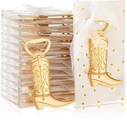 Hortsun 36 Sets Cowboy Boot Bottle Openers Baby Shower Bottle Opener Favors for Guest Party Bottles Opener Gifts Bulk for Baby Shower Wedding Birthday Party Favor Decoration Supplies(Gold)