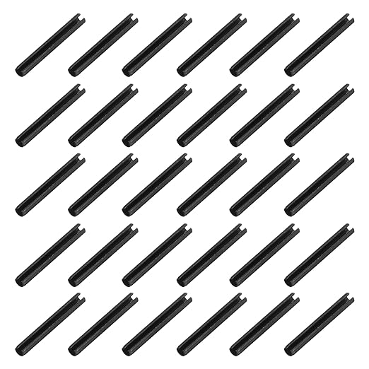 MECCANIXITY 120Pcs Slotted Split Roll Pins 3/50 Inch(1.5mm) Dia. 1/2 Inch(14mm) Length Steel Spring Tension Expansion Dowels for Secure Fastening, Black