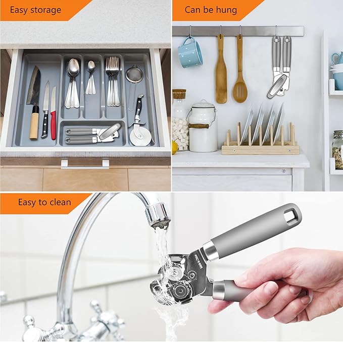 Can Opener,Professional 3-In-1 Multifunctional Manual Can Openers Bottle Opener,Kitchen Durable Stainless Steel Heavy Duty Can Opener Smooth Edge for Kitchen Seniors Friendly - Image 4