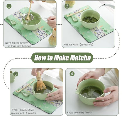Clay&Fire Matcha Whisk Set, Ceramic Matcha Set, Matcha Bowl with Spout and Whisk, 9 pcs Matcha Tea Kit for Matcha Lovers, Ideal Gift Christmas, Birthday (Green) - Image 6