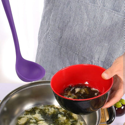 uxcell Silicone Soup Ladle Spoon 8.5 Inch Heat Resistant to 450°F One Piece Design Restaurant Kitchen Cooking Utensil for Serving Soup Purple