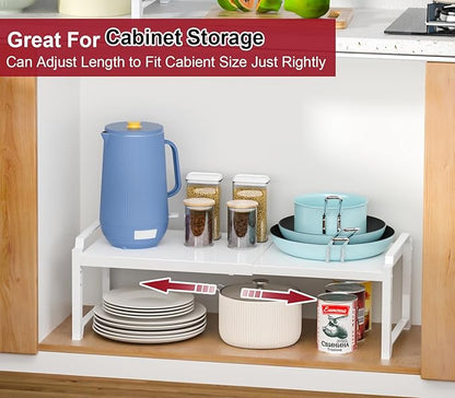 X-cosrack 12" Wide 100LBS Loading-Bearing Heavy Duty Kitchen Storage Shelf, Expandable Cabinet Shelf Organizer, Stackable Adjustable Storage Shelves for Kitchen Cabinet Cupboard Pantry Counter - Image 7