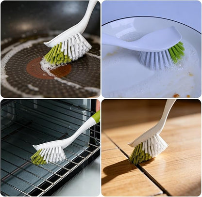 Dish Brush Scrub Brush with Handle - 3 Pack Stiff Bristles Dish Scrubber for Cleaning Dishes, Pots, Pans, Sink, Cast Iron - Hard Bristles,No Residue - Image 5