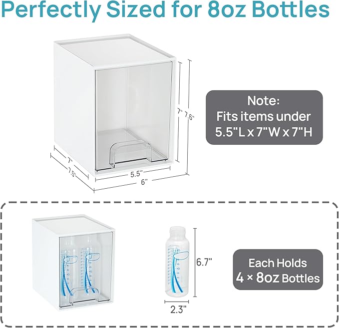 Vtopmart 2 Pack Stackable Storage Drawers, Plastic Organizers Bins for Baby Bottles, Skincare, Beauty Supplies, Ideal for Vanity, Bathroom, Kitchen Countertop, Cabinet Orga - Image 2