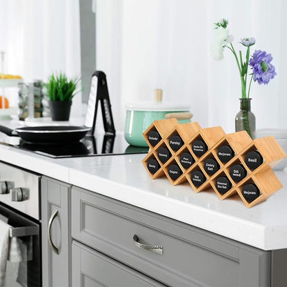 Phyllia Bamboo Spice Rack Organizer 4-Tier Countertop Organiser, Criss-Cross Kitchen cabinet Free-Standing Countertop Storage shelf Fit for Spice Jar, Can, Bottle (Jars Not Include) - Image 7