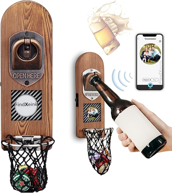 Beer Bottle Openers with DIY Ink Screen, Traceless Bottle Opener Wall Mounted, Can Custom Picture/Medical ID/Contact Information, Bar Accessories for Kitchen, Ideal Beer Gifts for Men