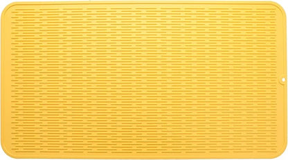 MicoYang Silicone Dish Drying Mat for Multiple Usage,Easy clean,Eco-friendly,Heat-resistant Silicone Mat for Kitchen Counter or Sink,Refrigerator or Drawer Liner Yellow 4XL 32 inches x 18 inches by MicoYang