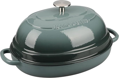 EDGING CASTING Enameled Oval Cast Iron Dutch Oven Pot with Lid, Bread Dutch Oven for Sourdough Bread Baking, Dutch Oven Bread, Bread Oven, 6QT, Slateblue - Image 8