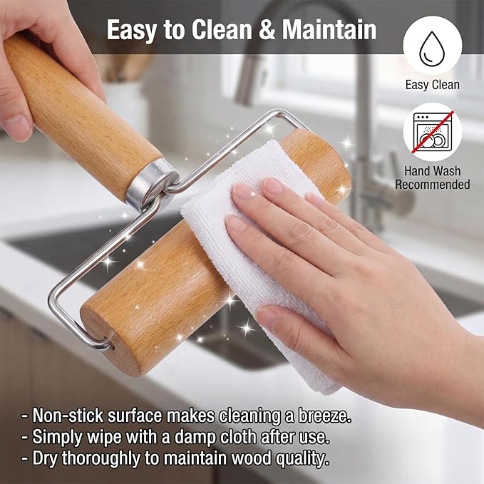 2 Pcs Pastry Roller, Wooden Rolling Pins Pizza Dough Roller Non-Stick Mini Rolling Pin for Pizza, Cookie, Pie, Dumpling, Home Kitchen Baking and Cooking