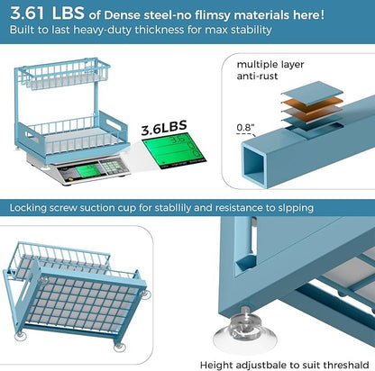 Saydear Under Sink Organizer Storage 2-Tier Premium Metal Pull-Out Kitchen Cabinet Organizer with Sliding Drawer, Height Adjustable, Heavy Duty for Kitchen & Bathroom Organizers 1 Pack Teal - Image 4