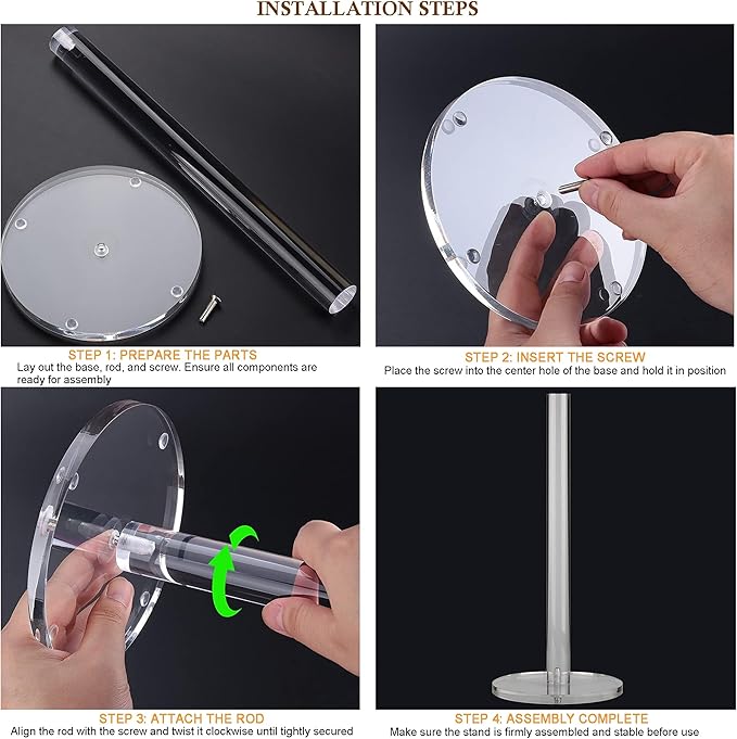 WORHE Paper Towel Holder Countertop Clear Acrylic 5.9" Diameter Thickening Sturdy Base,for Kitchen Bathroom, Paper Towel Dispenser for Tear Tissue Roll 1 Pack (YGC001) - Image 3