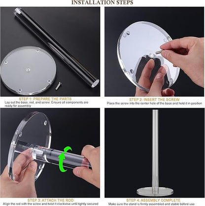 WORHE Paper Towel Holder Countertop Clear Acrylic 5.9" Diameter Thickening Sturdy Base,for Kitchen Bathroom, Paper Towel Dispenser for Tear Tissue Roll 1 Pack (YGC001) - Image 3