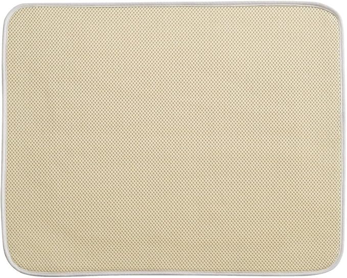 InterDesign iDry Large Kitchen Countertop Absorbent Dish Drying Mat, Wheat/Ivory