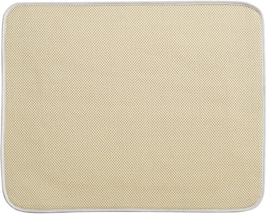 InterDesign iDry Large Kitchen Countertop Absorbent Dish Drying Mat, Wheat/Ivory
