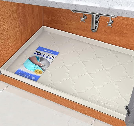 SIKADEER 25" x 19" Under Sink Mat Waterproof, Silicone Mat Kitchen Drawer Shelf and Cabinet Liner, Sink Protector for Kitchen Organizers and Storage, Boot Tray Pet Food Mats by SIKADEER
