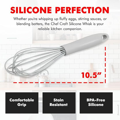 Chef Craft Premium Silicone Wire Cooking Whisk, 10.5 inch, Gray - Image 4