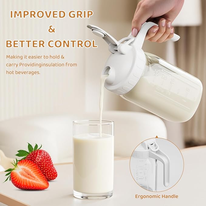 Breast Milk Pitcher, Mason Jar 32 oz, Heavy Duty Wide Mouth Jar with White Flip Cap Lid and Pour Spout, Airtight Seal for Freshness and Convenience, Formula Pitcher Great for Cold Beverages - Image 3