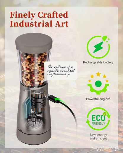 Electric Salt and Pepper Grinder Set with Storage Base, Stainless Steel Rechargeable Salt and Pepper Grinder Set with 4.5 oz Large Capacity, 1.8" Wide Mouth, Adjustable Coarseness, Ideal for Kitchen - Image 4
