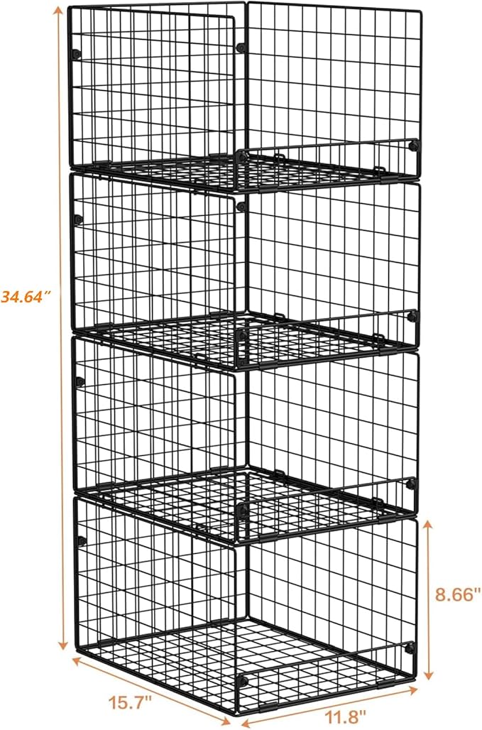 4-Tier Stackable Closet Organizers and Storage Shelves, Foldable Closet Shelf Organizer System, Stackable Storage Bins Drawers for Closet Organizer System, Black(Patent 30022416, 15.7"x11.8"x34.64") - Image 3