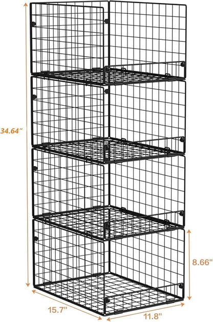 4-Tier Stackable Closet Organizers and Storage Shelves, Foldable Closet Shelf Organizer System, Stackable Storage Bins Drawers for Closet Organizer System, Black(Patent 30022416, 15.7"x11.8"x34.64") - Image 3