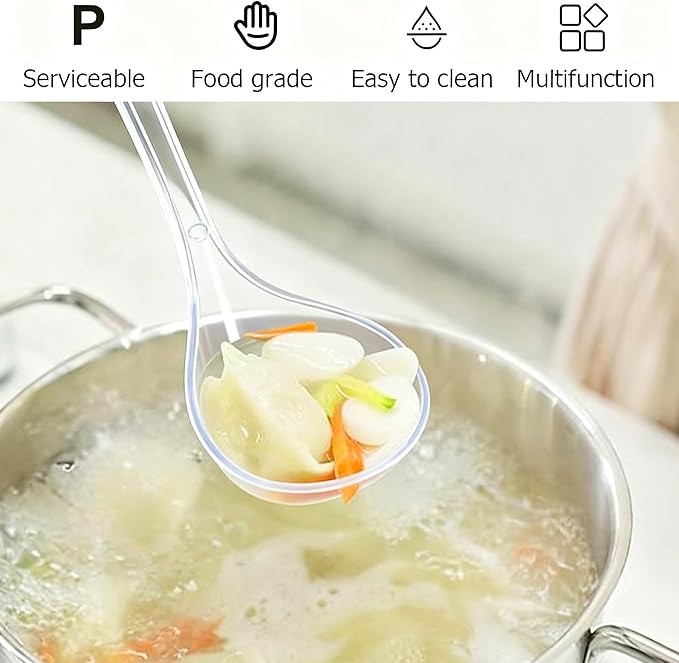 Large Plastic Serving Spoons,Disposable Heavy Duty Serving Spoons,Long Handle Scoop Soup Rice Ladle for Party Catering Buffet Restaurant,20 Pieces (Clear) - Image 5