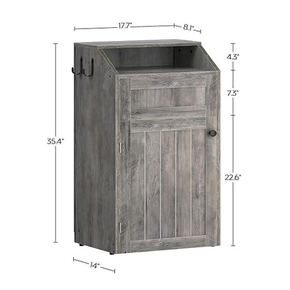 YATINEY Trash Cabinet, Freestanding Trash Can Cabinet, Wooden Recycling with Flip Door, 10 Gallon Hidden Kitchen Garbage Can for Kitchen, Living Room, Grey WB01BG