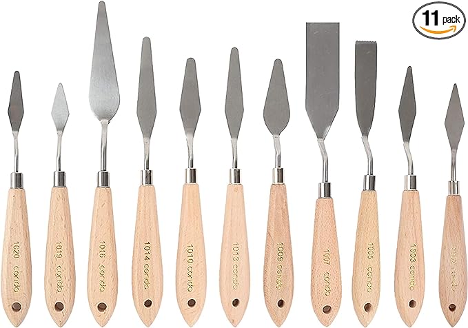 CONDA 11 Piece Stainless Steel Spatula Palette Knife Professional Palette Knife Painting Wood Handle by CONDA