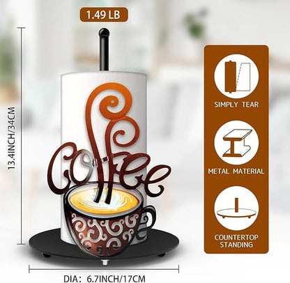 Hexagram Coffee Paper Towel Holder, Coffee Kitchen Bar Decor, Retro Decor for Kitchen Bar Bathroom Countertop, Cute Vintage Antique Housewarming Gifts for Women Men