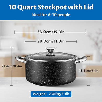 BEZIA Large 10 Quart Nonstick Stock Pot with Lid, Induction Cooking Pot Soup Pot, Non-toxic and Oven Safe, Perfect for Stews, Soups and All Stovetops, PFOA PFAS Free - Image 6
