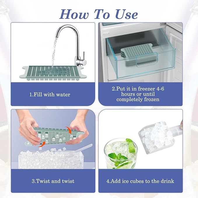 Mini Ice Cube Tray for Freezer: GGUW Nugget Ice Cube Tray with Bin - Crushed Ice Tray Making 4×108 PCS Icecube - Easy Release Iced Maker Trays - Image 5
