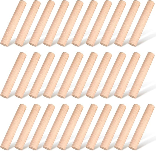 Patelai 30 Pieces Small Wooden Rolling Pin, Dumpling Dough Roller Wooden Mini Rolling Pins Kitchen Utensil Tool for Fondant, Pasta, Bread, Pastry, Cookies, Pizza, Pie, Cylinder Style, 6.3 Inch by Patelai