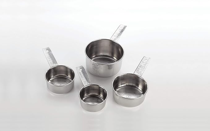 American Metalcraft MCL4 Flat-Handled Stainless Steel Measuring Cup Set - Four Sizes 1/4 1/3 1/2 1 Cup - Durable 200 Series Stainless Steel – For Bakery, Commercial Kitchen, Catering & Foodservice - Image 2