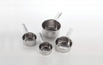 American Metalcraft MCL4 Flat-Handled Stainless Steel Measuring Cup Set - Four Sizes 1/4 1/3 1/2 1 Cup - Durable 200 Series Stainless Steel – For Bakery, Commercial Kitchen, Catering & Foodservice - Image 2