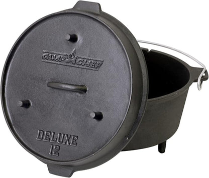 Camp Chef DO-12 Pre Seasoned Cast Iron Dutch Oven, Black by Camp+Chef