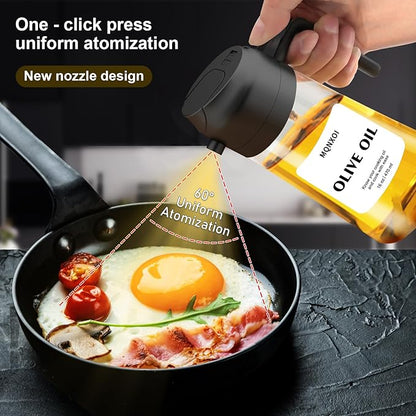 mqnxoi 2 in 1 Glass Oil Sprayer & Dispenser,16oz/470ml Olive Cooking, Air Fryer, and Salad, for Kitchen Gadgets and Air Fryer Accessories, w/Stickers (Black + White Bottle 2) - Image 3