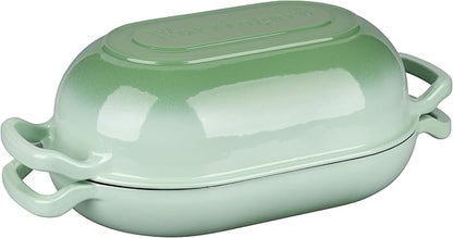 VORRINGARD Enameled Cast Iron Sourdough Bread Oven, Dutch Oven, Loaf Cast Iron Bread Pan for Homemade Bread Baking, Meatloaf Pan with Lid, 7QT, Green - Image 9