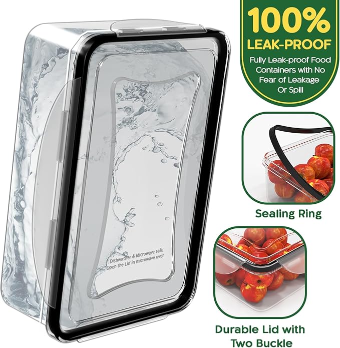 44 Pcs Food Storage Containers with Lids Airtight- (22 Stackable Boxes-22 Lids) Plastic Meal Prep Container for Pantry Kitchen Organization, Microwave, Dishwasher, Freezer Safe -100% Leak Proof - Image 3