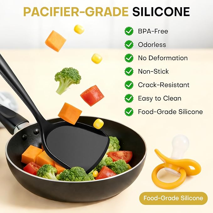 3 Pieces Silicone Spatula, Pacifier-Grade Silicone Spatulas Set Heat Resistant 600℉ for Food Safety, Premium Non-Stick Silicone Solid Turner BPA Free for Cooking, Enhances Cooking Comfort - Image 3