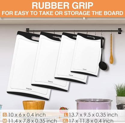Empune Extra Large Cutting Boards, Plastic Cutting Boards for Kitchen (Set of 4) Cutting Board Set Dishwasher Safe Chopping Board with Juice Grooves Easy-Grip Handles, Black - Image 3