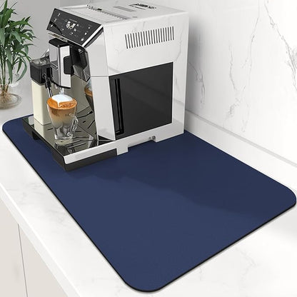 WISELIFE Coffee Mat Super Absorbent Dish Drying Mat Bar Accessories Match with Coffee Machine Large Drying Mats for Kitchen Counter 12" W x 19" L, Blue by WiseLife