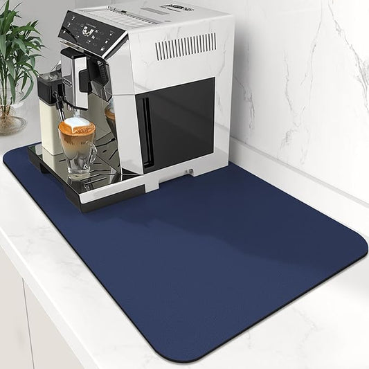 WISELIFE Coffee Mat Super Absorbent Dish Drying Mat Bar Accessories Match with Coffee Machine Large Drying Mats for Kitchen Counter 12" W x 19" L, Blue by WiseLife