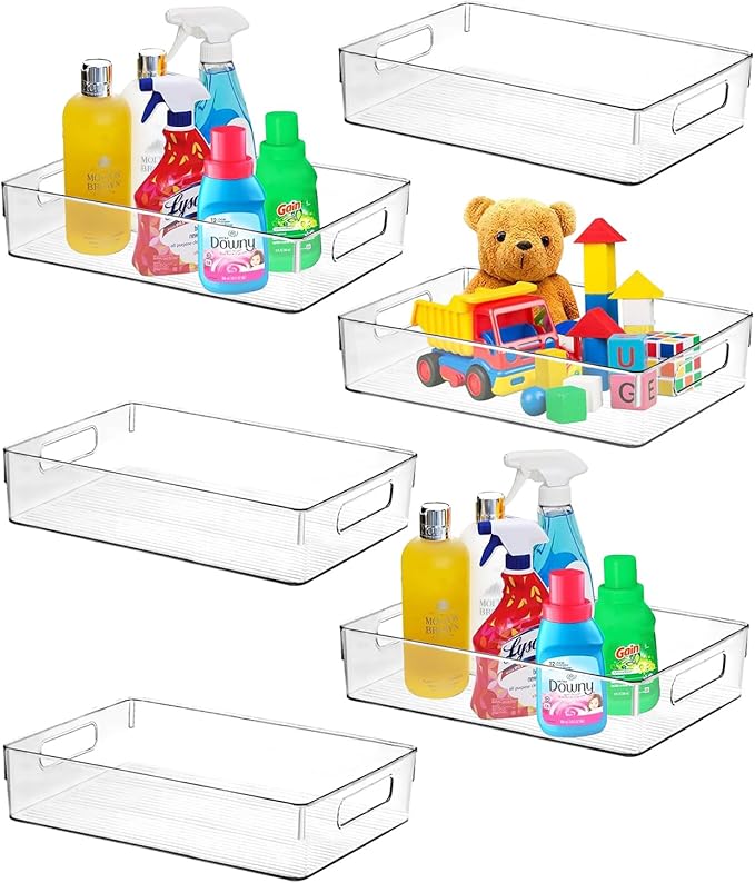 Clear Plastic Storage Bins, Pantry Organizers and Storage or Kitchen Organization and Storage Containers Bins for Organizing, Fridge, Freezer, Bathroom, Pantries, Refrigerator, Cabinet Organizer Bin - Image 8