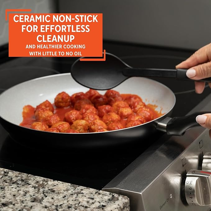 IMUSA 12" Premier Ceramic Nonstick Fry Pan with Cool Touch Handle, Matte Black - Image 4