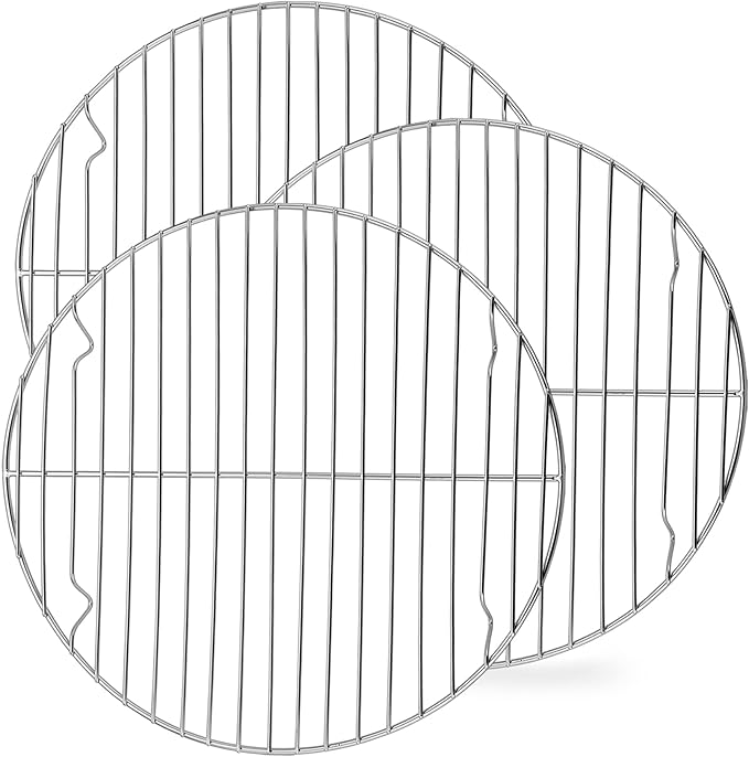 P&P CHEF Round Cooking Rack, 3 Pcs Stainless Steel Baking Cooling Steaming Grilling Rack, Fits Air Fryer/Stockpot/Pressure Cooker/Round Cake Pan, Oven & Dishwasher Safe (10.5 Inch) by PPCHEF