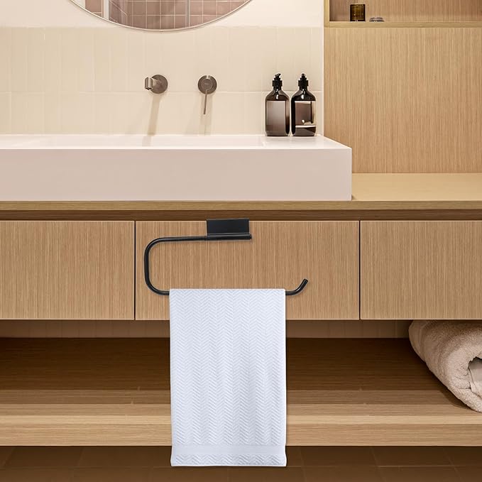 Cabinet Door Paper Towel Holder, 12.6 Inches Paper Towel Holder Papers Towels Rack Under Sink Papers Towels Storage and Dispenser for Kitchen Bathroom Laundry Room (Black)