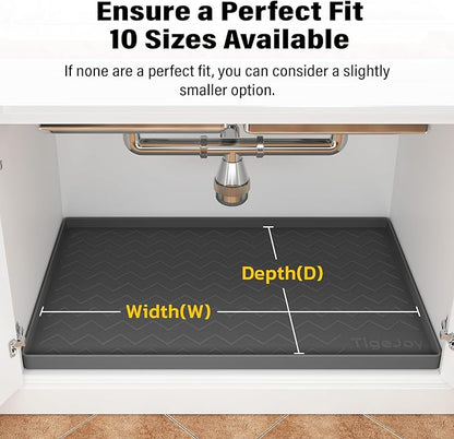 TigeJoy Under Sink Mat 28" x 22", Silicone Mats in Kitchen Bathroom Organizers and Storage, Waterproof Protector for Drawer Shelf and Cabinet Liner, Flexible Drip Tray