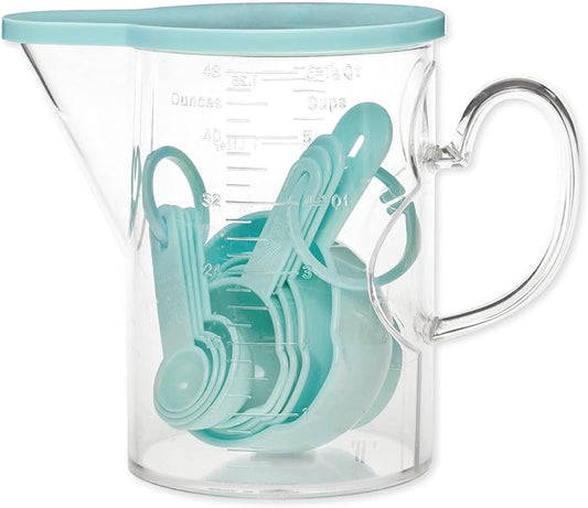 Measuring Cups and Measuring Spoons Set of 10 Pieces, Supreme Housewares Plastic Multi-Purpose Home Essentials Cooking, and Baking Tools BPA Free Dishwasher Safe for Liquid and Dry (Blue) by SupremeHousewares